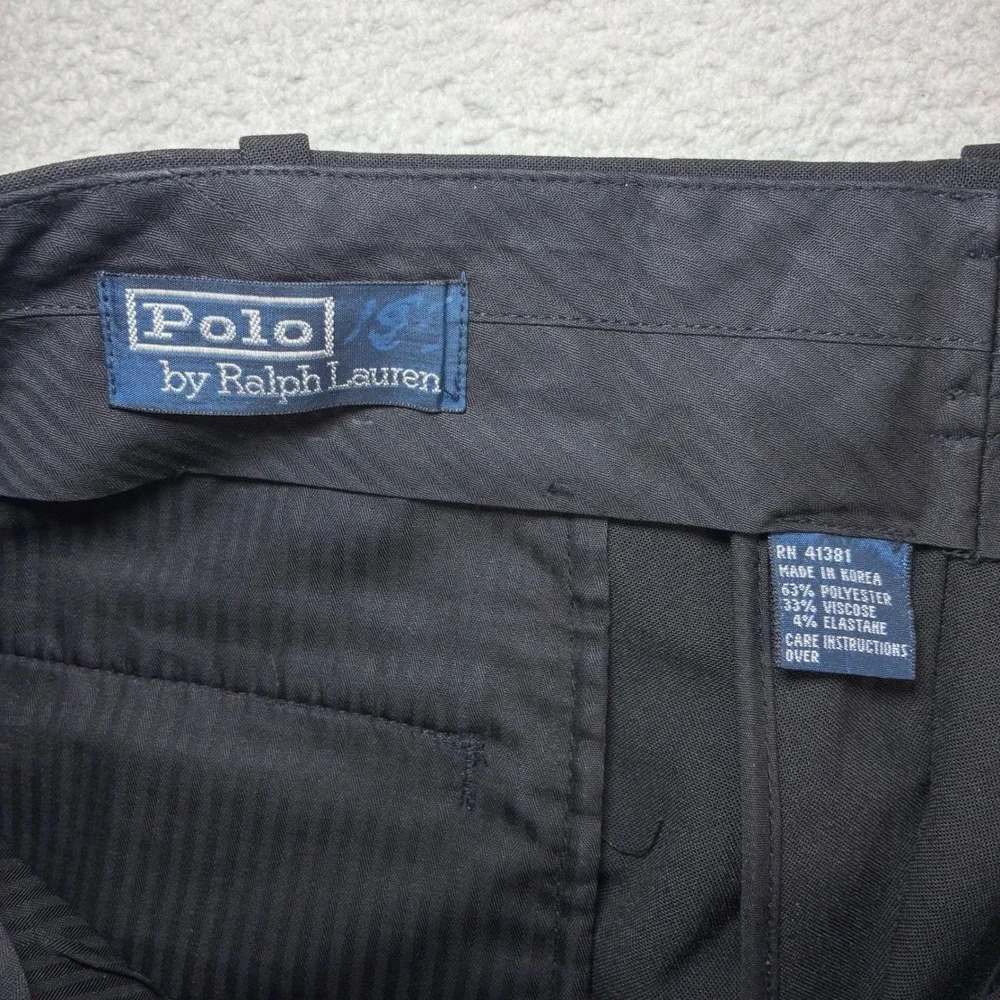Vintage Polo Ralph Lauren Pleated Dress Pants Men 34x28 Black Cuffed Trousers